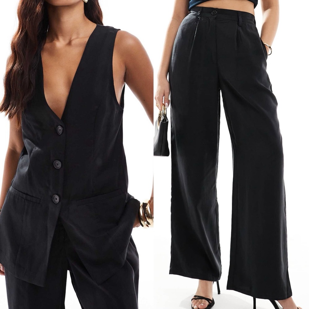 ASOS Design Longline Vest & Dad  Pant Slacks Set